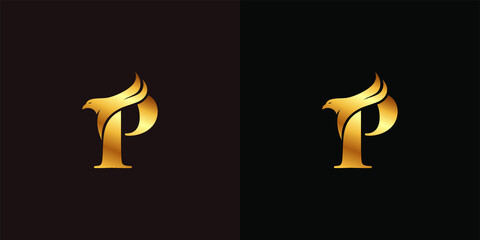 letter P with wings logo - obrazy, fototapety, plakaty