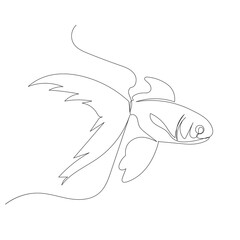 fish swims drawing by one continuous line