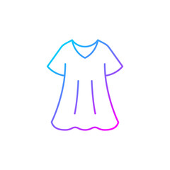 Sporty dress gradient linear vector icon. Elegant loungewear for women. Oversized trendy dress. Comfortable sleepwear. Thin line color symbols. Modern style pictogram. Vector isolated outline drawing