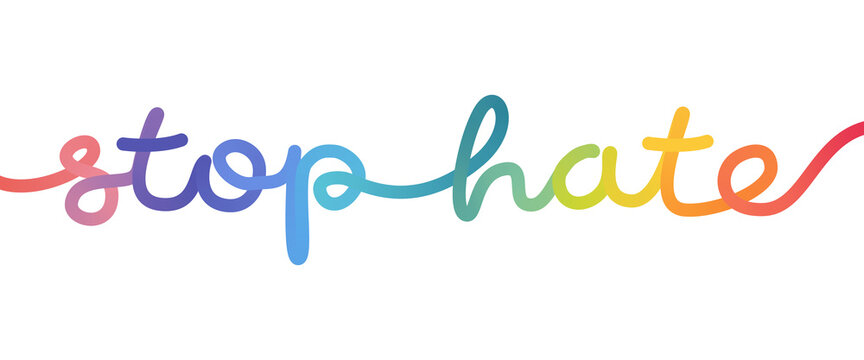 Stop hate words in rainbow colors
