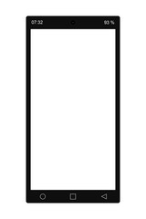 Closeup of a black cellphone with an empty screen