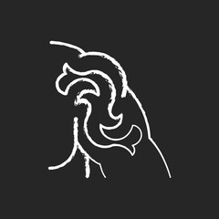 Shoulder tattoo chalk white icon on dark background. Painting human body. Place for creating picture on skin. Painful under skin ink injection. Isolated vector chalkboard illustration on black