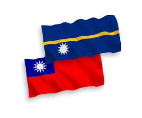 Flags of Republic of Nauru and Taiwan on a white background