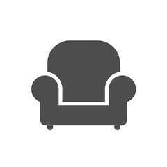 armchair silhouette vector icon isolated on white background. chair furniture icon for web, mobile apps, ui design and print