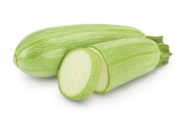 zucchini or marrow isolated on white background with clipping path and full depth of field