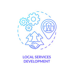 Fototapeta premium Local services development concept icon. Community change strategy abstract idea thin line illustration. Housing sector management. Community empowerment. Vector isolated outline color drawing