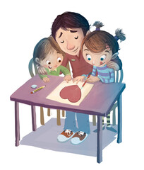 Illustration of children celebrating father's day