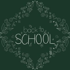 Back to school lettering on green blackboard. School banner 