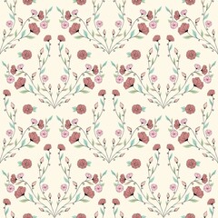 Flowers pattern Illustration on pastel background. Wrapping paper design. Cover print.