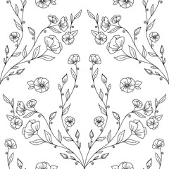 Back to school pattern with a chalk style. Black and white school poster. Doodle  school things 