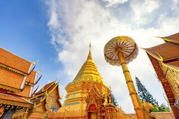 Golden Pagoda at Wat Wat Phra That Doi Suthep Temple, Chiang Mai, Thailand