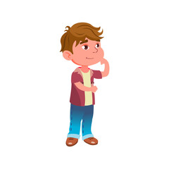 funny boy kid looking at cute animal in zoo cartoon vector. funny boy kid looking at cute animal in zoo character. isolated flat cartoon illustration