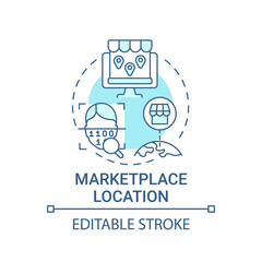 Marketplace location concept icon. Ecommerce site country abstract idea thin line illustration. Availability in different regions. Vector isolated outline color drawing. Editable stroke