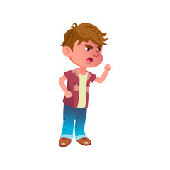 angry boy kid threatening his enemy cartoon vector. angry boy kid threatening his enemy character. isolated flat cartoon illustration