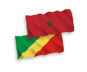 Flags of Republic of the Congo and Morocco on a white background