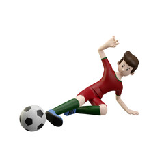 3d character render football/soccer player doing sliding tackle