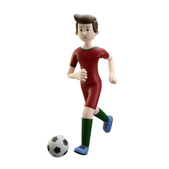 3d character render football/soccer player dribble the ball