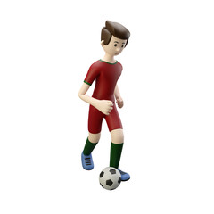 3d character render football/soccer player dribble the ball