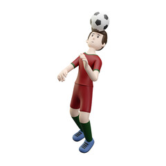 3d character render football/soccer player heading the ball