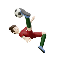 3d character render football/soccer player doing scissors kick