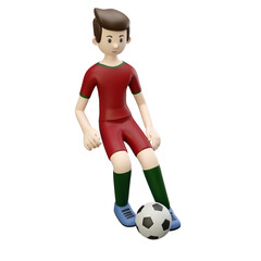 3d character render football/soccer player dribble the ball