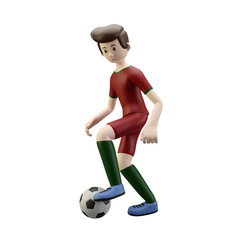 3d character render football/soccer player dribble the ball
