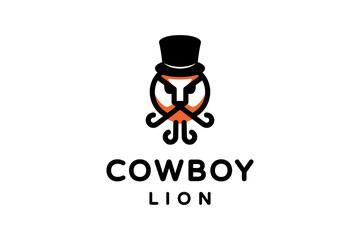 Vector Logo Design cowboy lion in white background