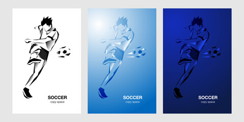 サッカー選手シュートをする男性のベクターイラスト素材 © and4me