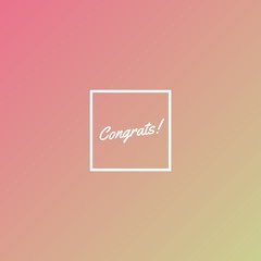 "Congrats" on gradient background with combination of  two colors, for Magazines, books and hardcover journals.