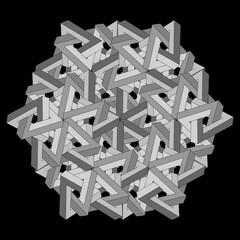 Penrose Triangle ornament. designe element. Optical illusion triangle sign penrose