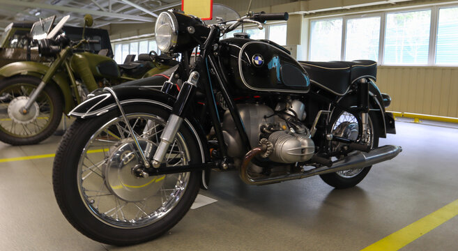 One of the greatest classic motorcycles, the 1969 BMW R69S, is considered a collector's item. Vintage rare antiques. Ukraine, Kiev - June 09, 2021.