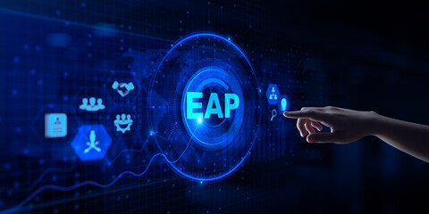EAP Employee assistance program business finance concept on screen.