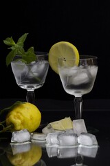 Bevanda fresca con limone, menta e ghiaccio