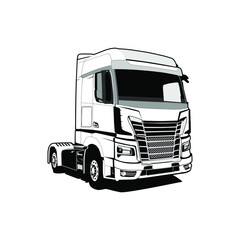 Black and white euro truck illustration vector_1
