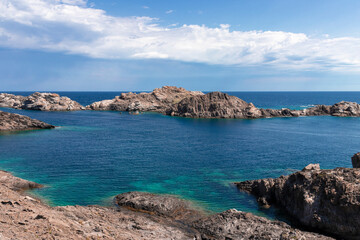 turquoise water cove on the costa brava in giron a beautiful summer day