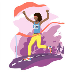 marathon. Illustration of doing sports in nature and a healthy lifestyle.