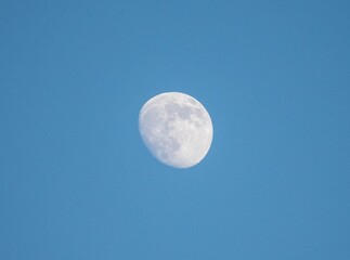 day, moon, craters of the moon, moon unarmed, lunar day, a gray moon in a blue sky