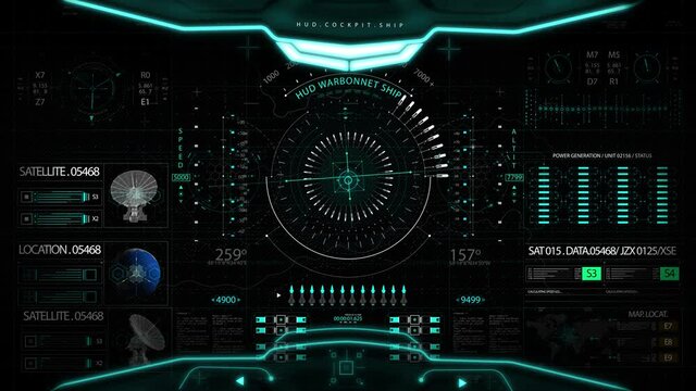 Ship Cockpit HUD Interface Screen