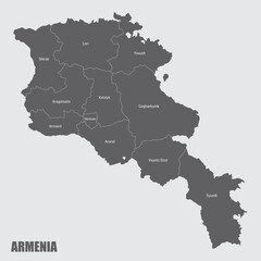 Obraz premium Armenia administrative map