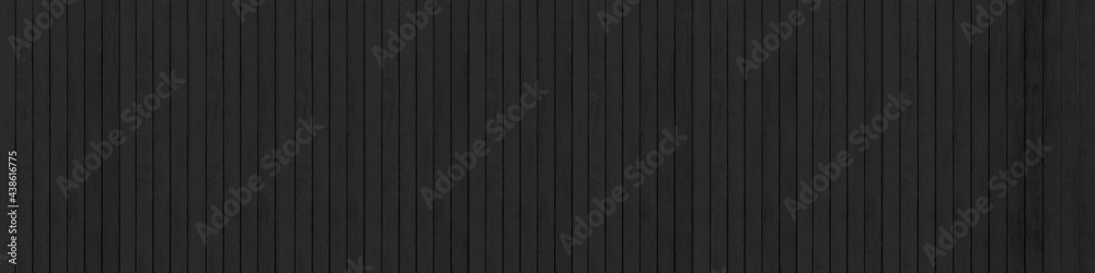 Sticker panorama of old black vintage wooden wall pattern and seamless background