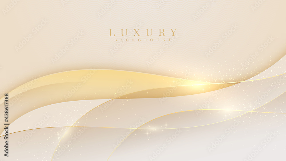 Canvas Prints elegant cream shade background with line golden elements. realistic luxury paper cut style 3d modern