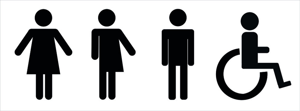 Vector image of a man, woman, gender neutral person and disabled person. People icons