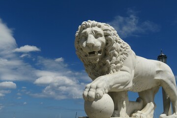 Fototapeta premium Lion sculpture in St Augustine city in Florida