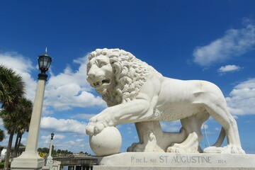 Fototapeta na wymiar Lion sculpture in St Augustine city in Florida