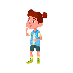 doubtful girl thinking about her bad grade cartoon vector. doubtful girl thinking about her bad grade character. isolated flat cartoon illustration
