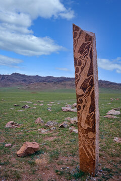 Funeral stele or deer stone, Hovsgol Province, Mongolia