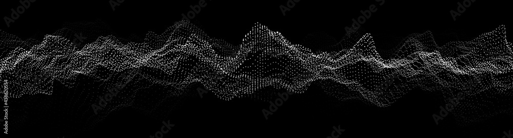 Leinwandbilder Abstract background of points. Vector wave of particles. Network. Cyber structure. Big data stream.