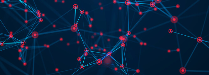 Abstract digital background of points and lines. Glowing plexus. Big data. Network or connection. Abstract technology science background. 3d rendering