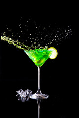 martini cocktail with lime