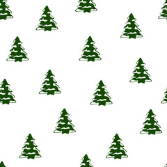 Seamless pattern with Christmas trees. Vector illustration with Christmas elements.